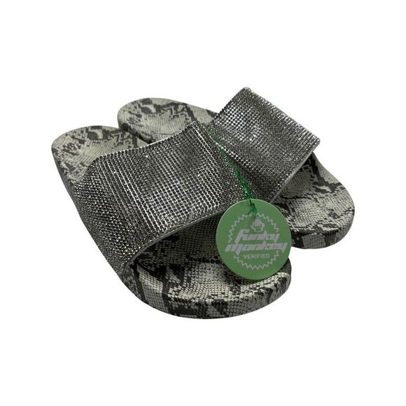 Funky Monkey Snake Print Slide Sandals, Womens size 8, Beige - Picture 1 of 6